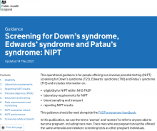 Screening For Down’s Syndrome, Edwards’ Syndrome And Patau’s Syndrome  NIPT